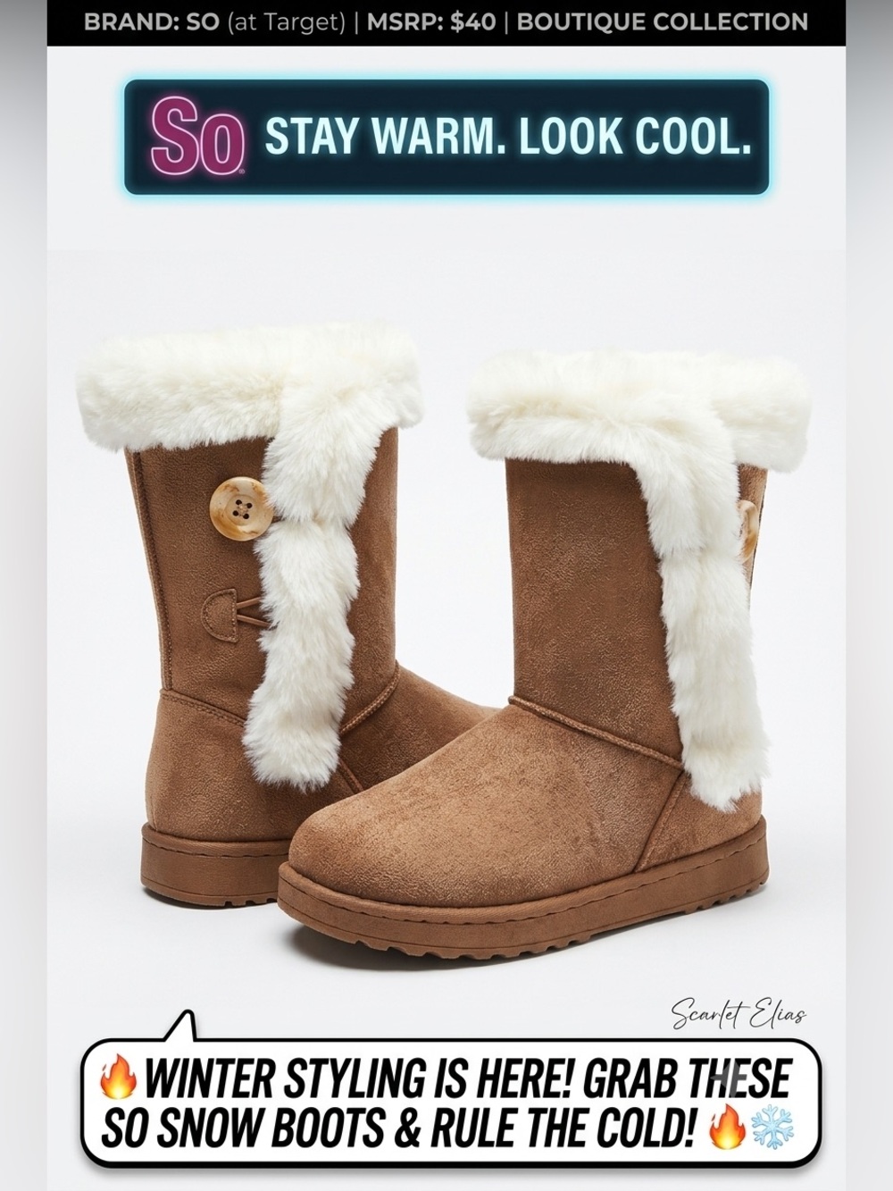 New! Cozy Brown Suede Winter Boots with Faux Fur